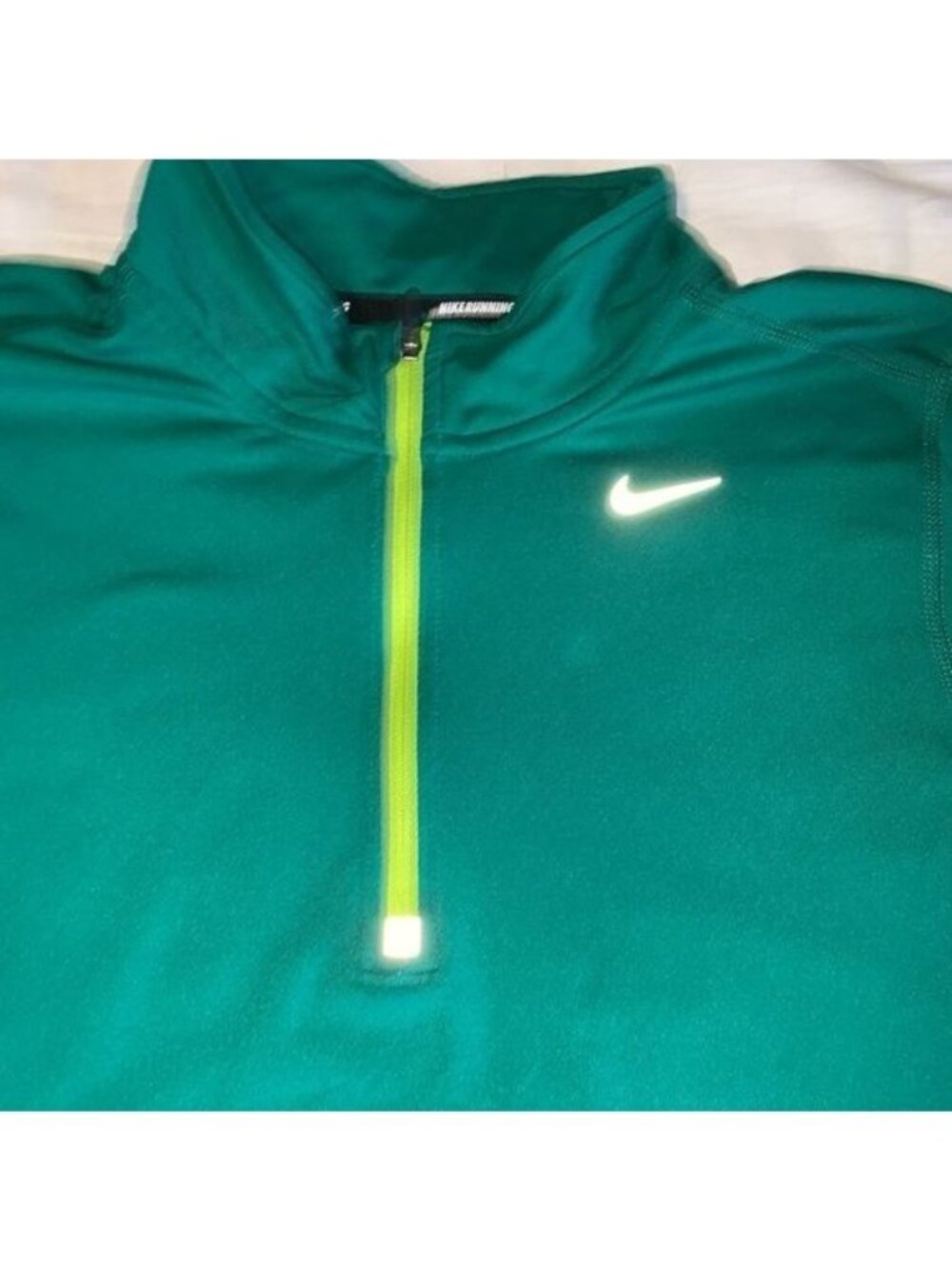 Nike Dri-Fit Green Long-Sleeve Running Shirt W/ Reflective Accents - S - Picture 4 of 11